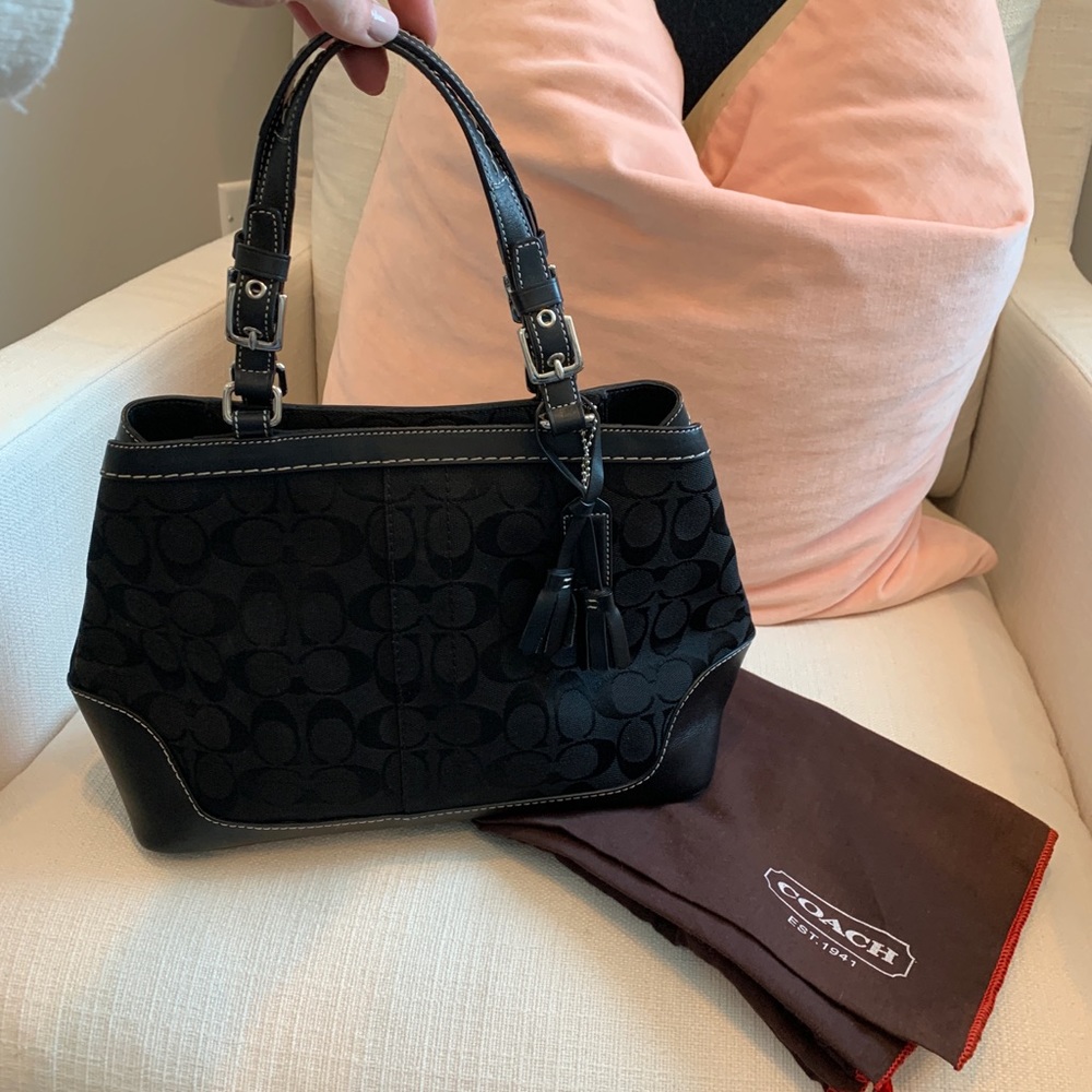 Coach black jacquard handbag